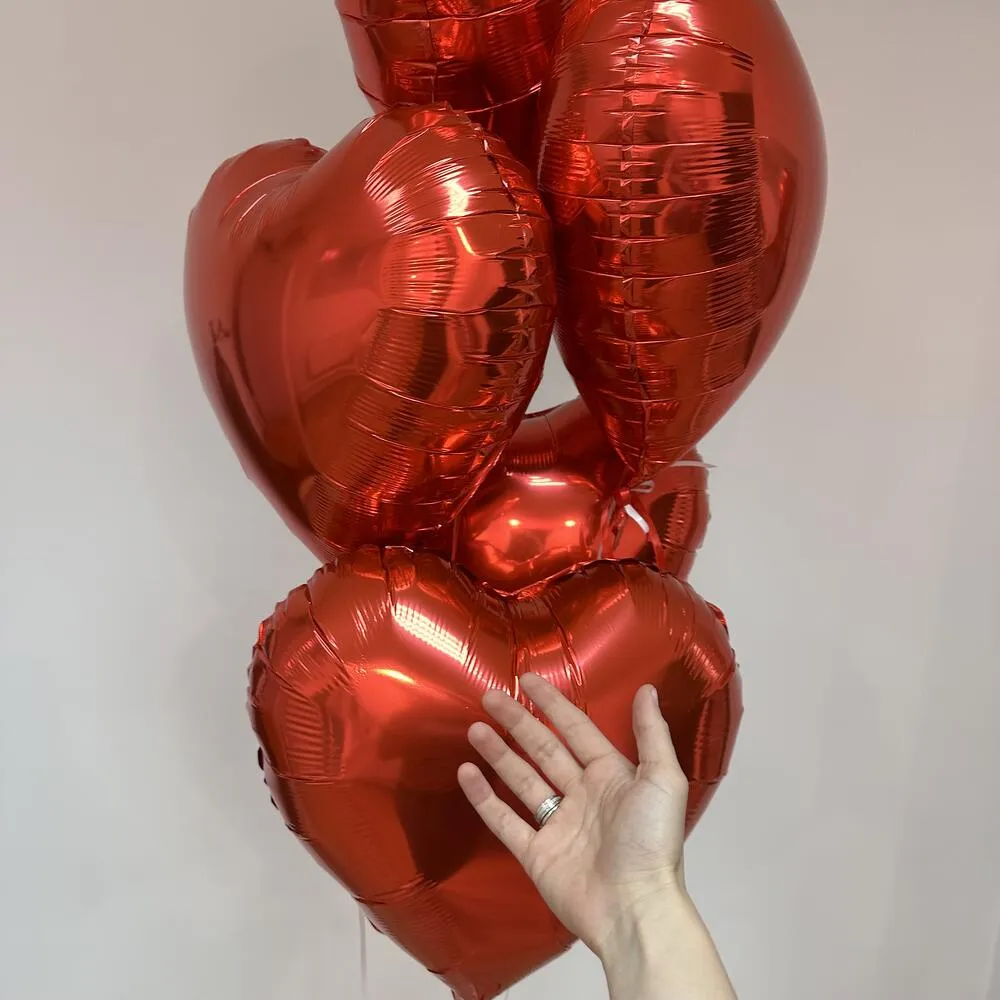 Фольгированные шары красное сердце 5 штук - клубника в шоколаде с доставкой в Краснодаре, фото 2